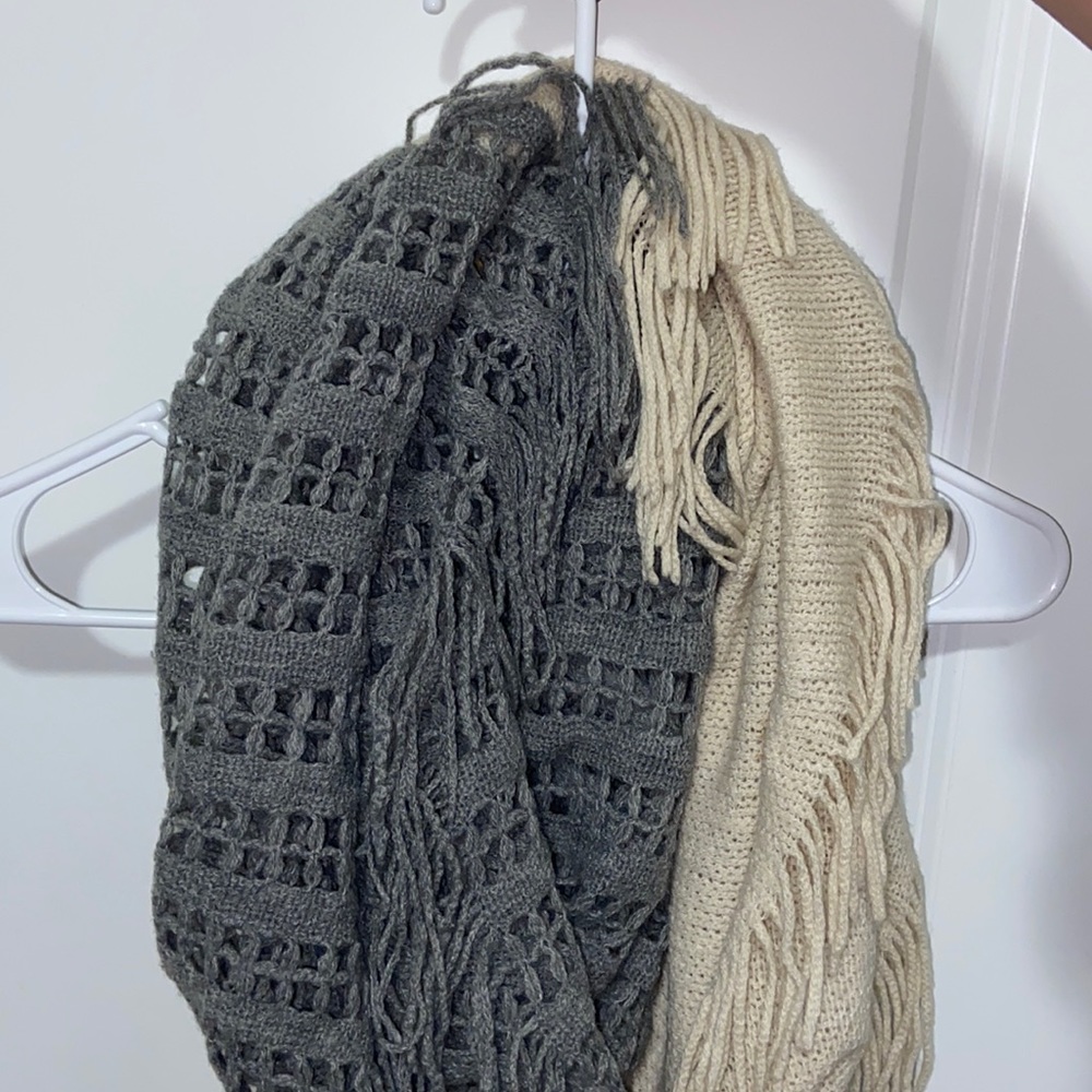 Grey & beige infinity scarf